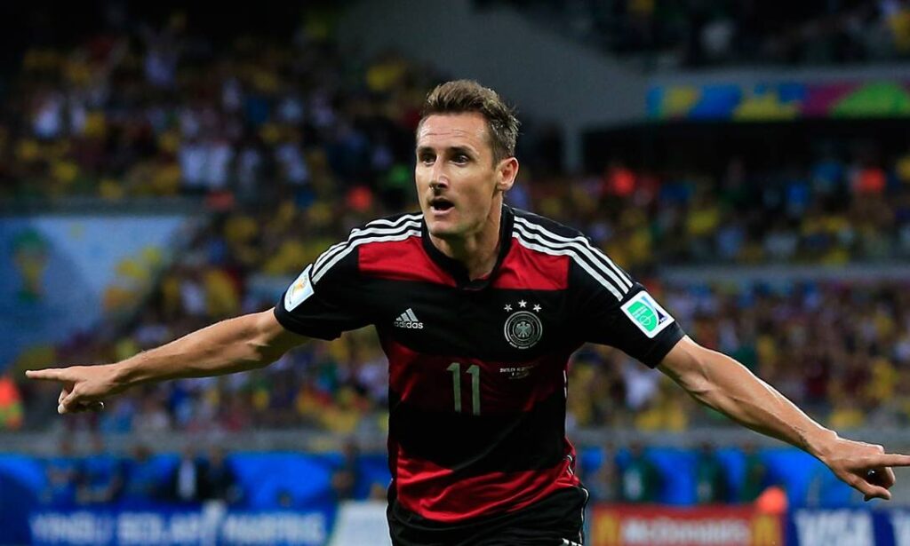 Miroslav Klose celebrates his goal against Brazil, when he set the record of 16 in World Cups.- World Cups Players