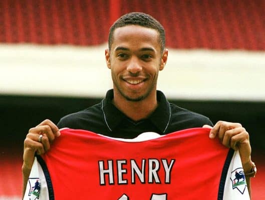 Thierry Henry showing his uniform's number- World Cups Players