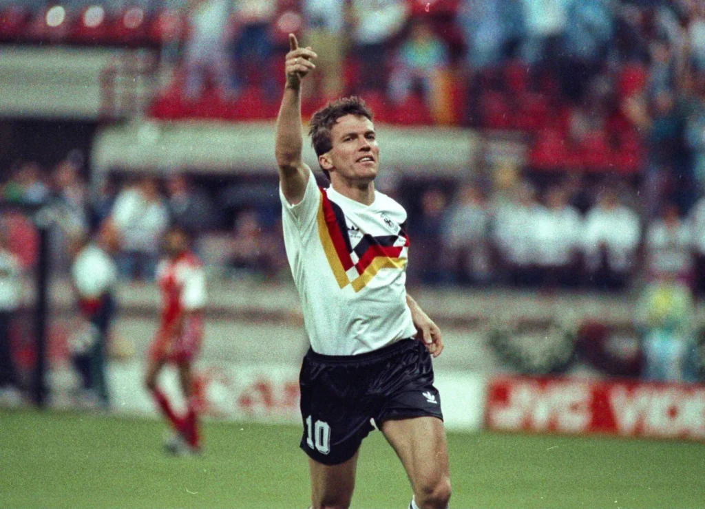 Lothar Matthäus celebrating a goa l- World Cups Players