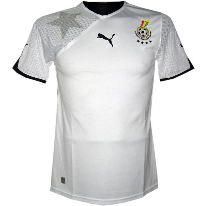 Ghana 2010 black and white jersey featuring bold stars of the Black Stars.