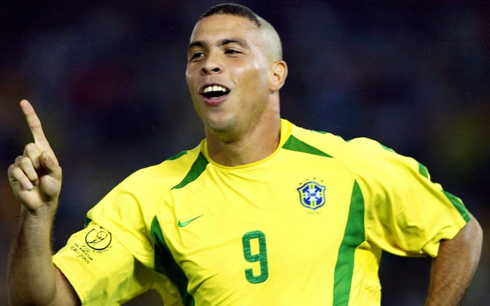 Brazil’s Ronaldo Nazário scoring in 2002 World Cup Final vs Germany
